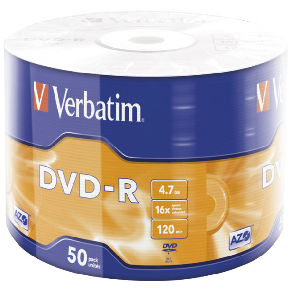 DVD-R 4,7/120 16x Mat Silver Wrap pk50 Verbatim 43788