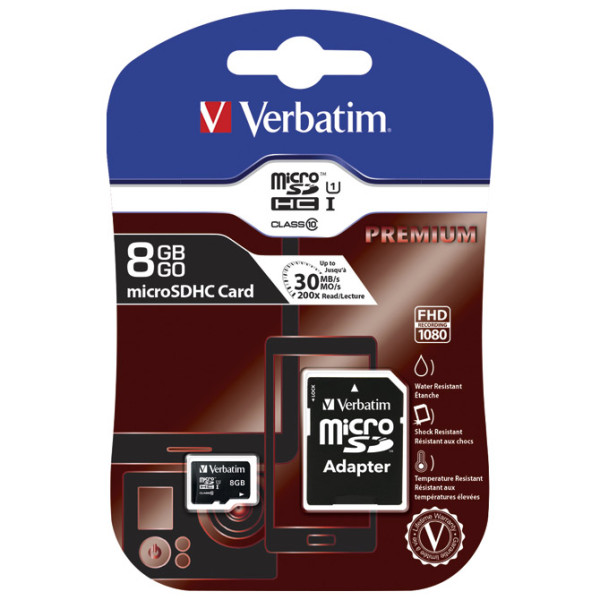 Kartica memorijska micro SDHC  8GB sa adapterom (class 10) Verbatim 44081 blister