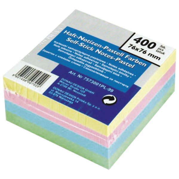 Blok samolepljiv kocka 76x76mm 400L Donau 7573001PL-99 pastel-4boje